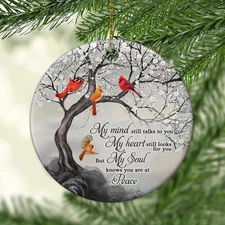 HYTURTLE My Mind Still Talks to You Cardinal Circle Ceramic Ornament - Memori...