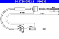 ATE 24.3728-0532.2 Seilzug, KupplungsbetäTigung FüR Fiat,Ford
