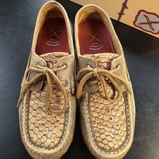 Twisted X Brown Leather Bomber Fish Driving Mocs Boots 6.5