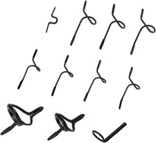 11 Pcs Black Fishing Fly Rod Guide Set Stainless Steel Frame DIY Eye Rings
