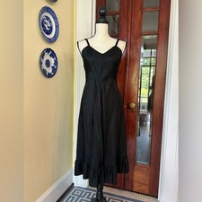 Vintage 60s Black Midi Slip Dress