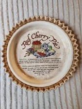 Christmas Decor Pie Plate Red Cherry Recipe Dishwasher Oven Microwave No Chips