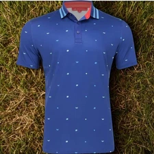 Redvanly Langham Polo Shirt Men Sz. 2XL Blue Cats Bees AOG R2415 Wicking Stretch