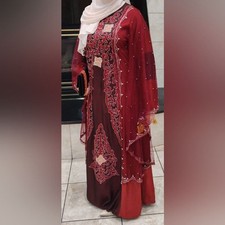 Embroidered beaded traditional dress with netting