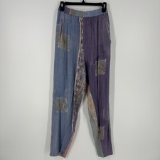 Vintage Handmade Boho Hippie Pants Women  s Size Medium Purple Green High Waist