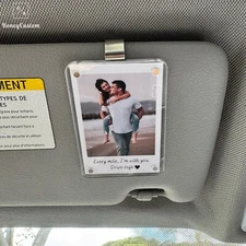 Custom Photo Car Visor Clip, Personalized Sun Visor Photo Holder for Couples