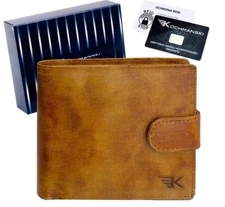 Men's Brown Soft Leather Wallet with RFID Blocking Protection Credit Card Holder