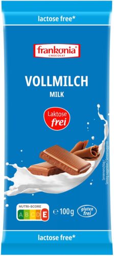 8 x 100 g cioccolato al latte intero Frankonia senza lattosio senza glutine, NUOVO MHD 7/24 - Foto 1 di 3