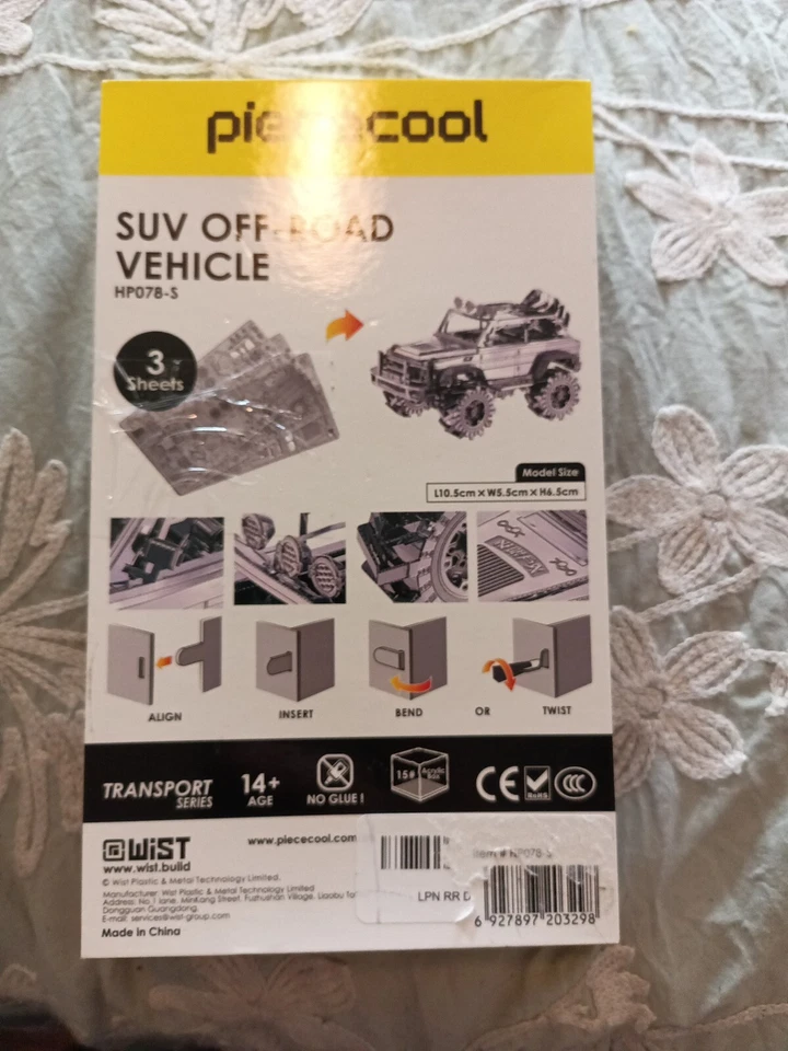 Piececool HP078-S SUV off-Road Vehicle Metal Model Kit 157 Pieces - Image 4 of 4