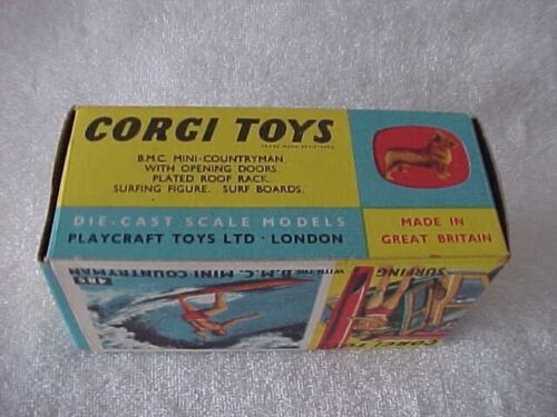 VINTAGE CORGI TOYS 485 AUSTIN MINI COUNTRYMAN CAR SURF-BOARDS ORG. BOX NO SURFER - Picture 17 of 23