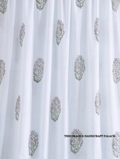 5 Yard Indian Cotton Hand Block Print White Floral Beautiful Craft Sewing Fabric