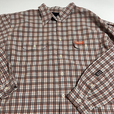 Mens Pelle Pelle Marc Buchanan 3XL/4XL 60'' Chest LS Button Up Check Orange Gray