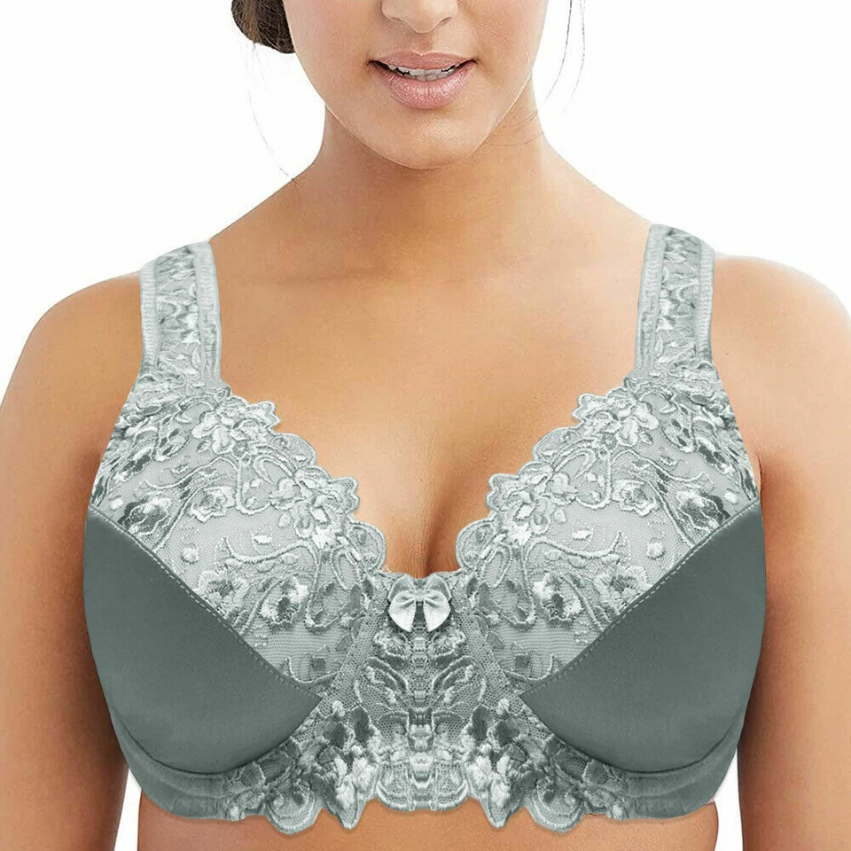 Plus Size Bra For Women's Minimizer Lace Underwire Full Coverage Bralette DEFGHI - Image 2 of 4