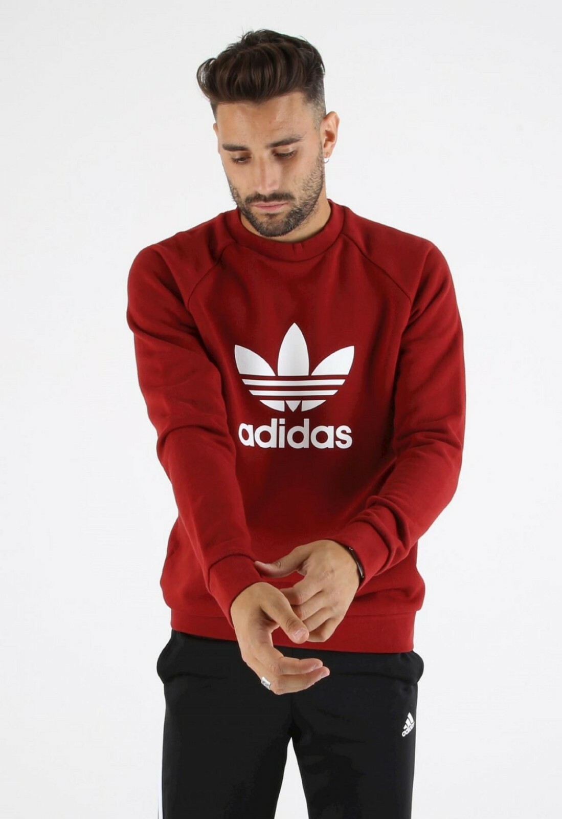 adidas trefoil crew maroon