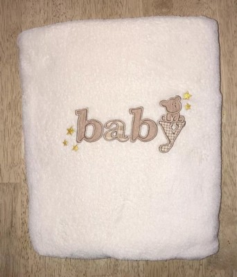 Carters Baby Blanket Plush Cream Off White B A B Y Brown Gingham Appliqué Lovey