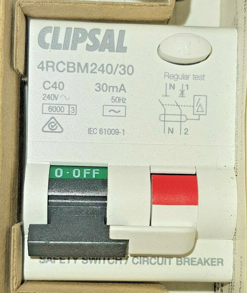 Выключатель остаточного тока CLIPSAL 4RCBM240/30 MAX4 2P 40AMP 6000A 240V 30 мА - Изображение 3 из 3