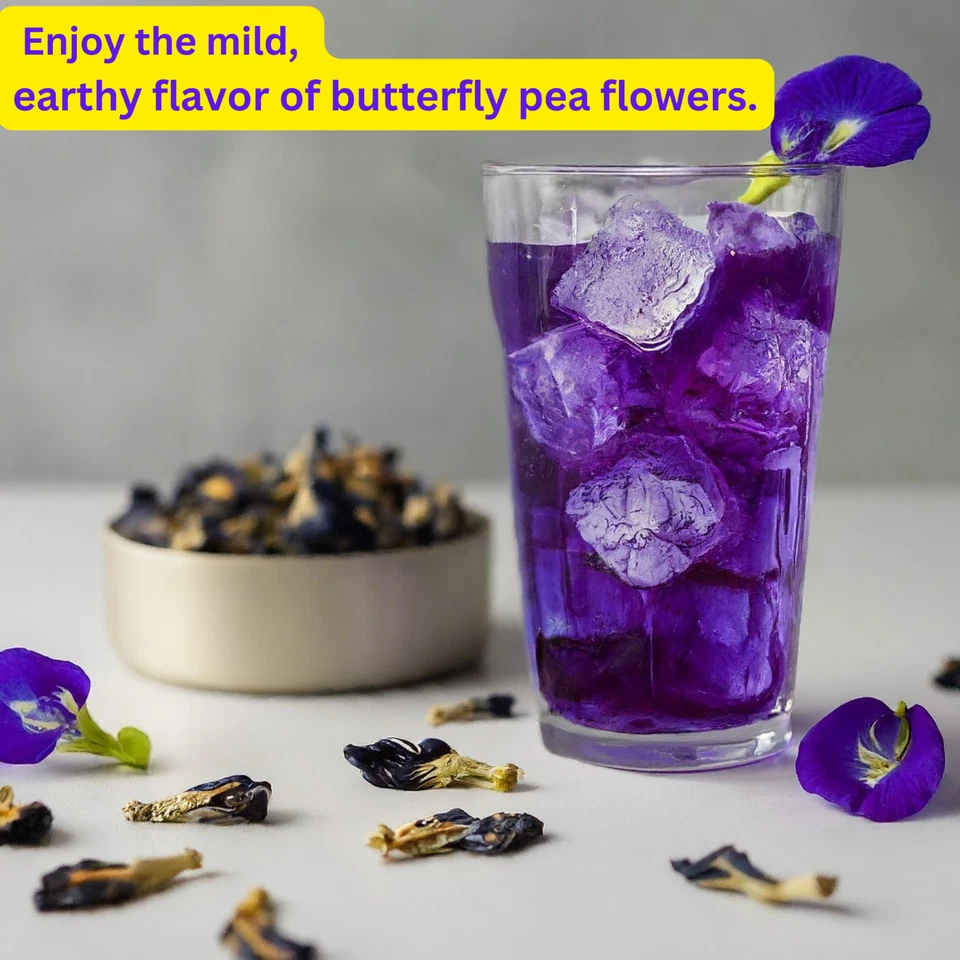 Mezcla de té caliente de hierbas tailandesas con flores de guisante mariposa seca natural de 1 oz, tés helados Foto 3 de 4