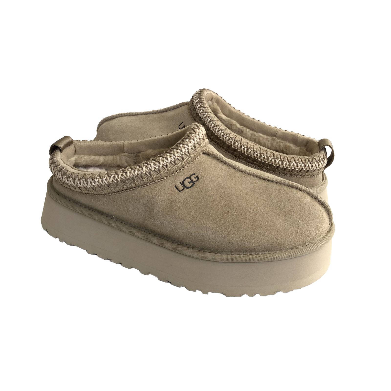 PANTOFOLA D’ORO UGG SCARPE DONNA TAZZ SENAPE SEEED SHEARLING PELLE SCAMOSCIATA PLATEAU US 10 EU 41 REGNO UK 8