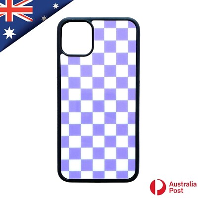Purple White Checkerboard Checkered Case Cover iPhone 11 Pro Max XS X 7 8 Plus