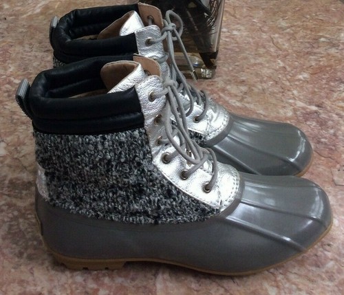 Silver Grey Duck Rain Boots Size 
