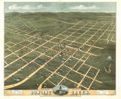 Panoramic Map of Bowling Green Kentucky 16x20