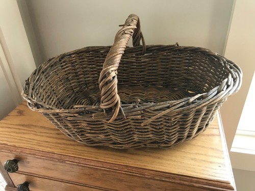 Antique Primitive Gathering Basket 17 L x 12 W x 4 1/2 H - Picture 6 of 7