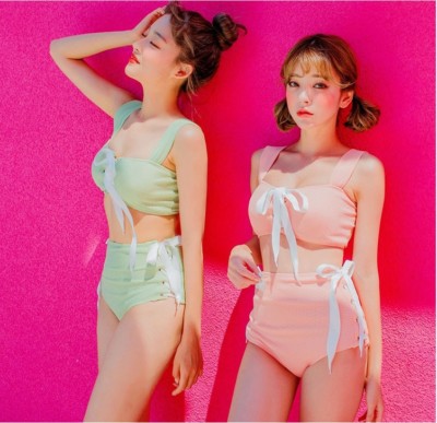 Women Girls Lace Up Bikini Set Japan Cute Strappy Swimsuit