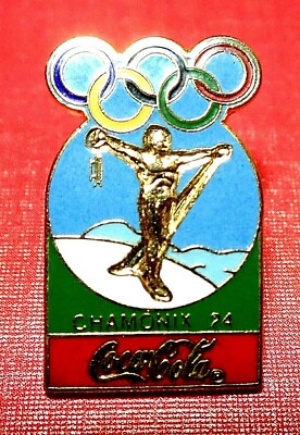 1924 CHAMONIX COKE COCA COLA OLYMPIC GAMES PIN BADGE traded at