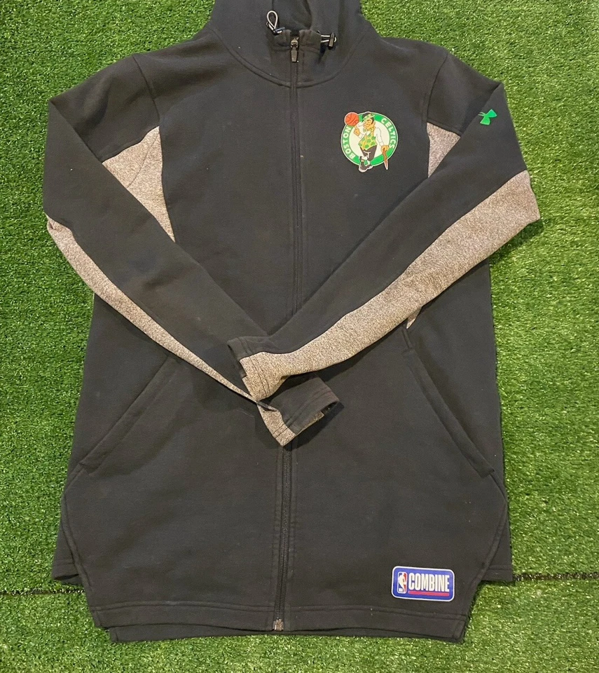 Boston Celtics jacket large under armour black mens full zip hooded threadborne - Image 2 of 4