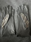 Striped Wavy Pattern Women Leather Gloves Size S Black Gray — photo 8
