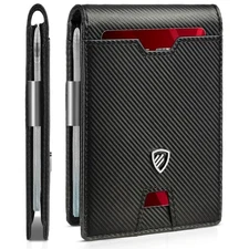 Mens Slim Wallet with Money Clip RFID Blocking Bifold Credit Card Holder for ...