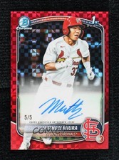 2025 Bowman Draft Chrome Prospect Red X-Fractor 5/5 Matthew Miura Auto tw0