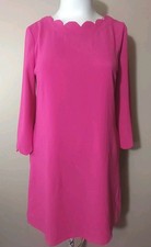 mittoshop Women Coral Pink Scallop Neckline 3/4 Sleeve Pockets dress Size Large