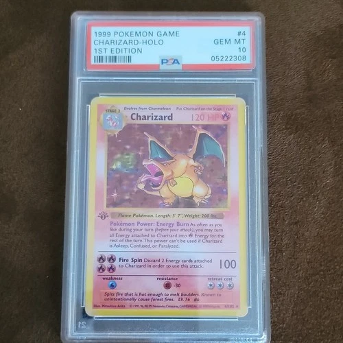 Pokémon Charizard 1st Edition Shadowless Base Set Holo PSA 10 4/102 English