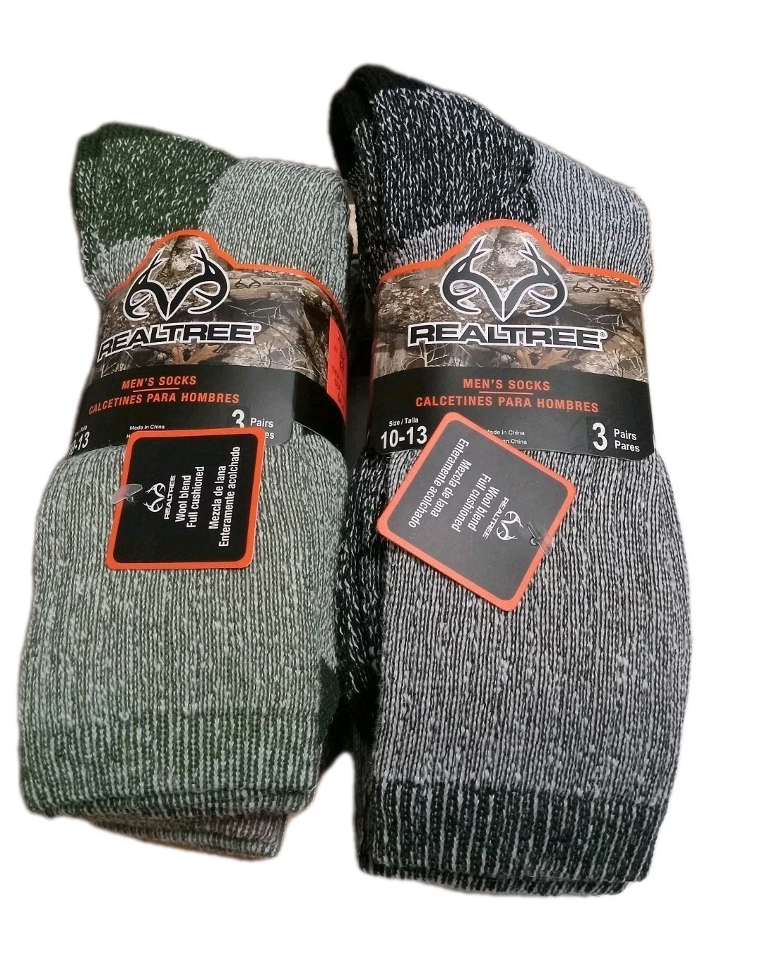 6 PAIRS MENS REALTREE CREW SOCKS WARM WOOL BLEND HUNTING SOCKS 10-13