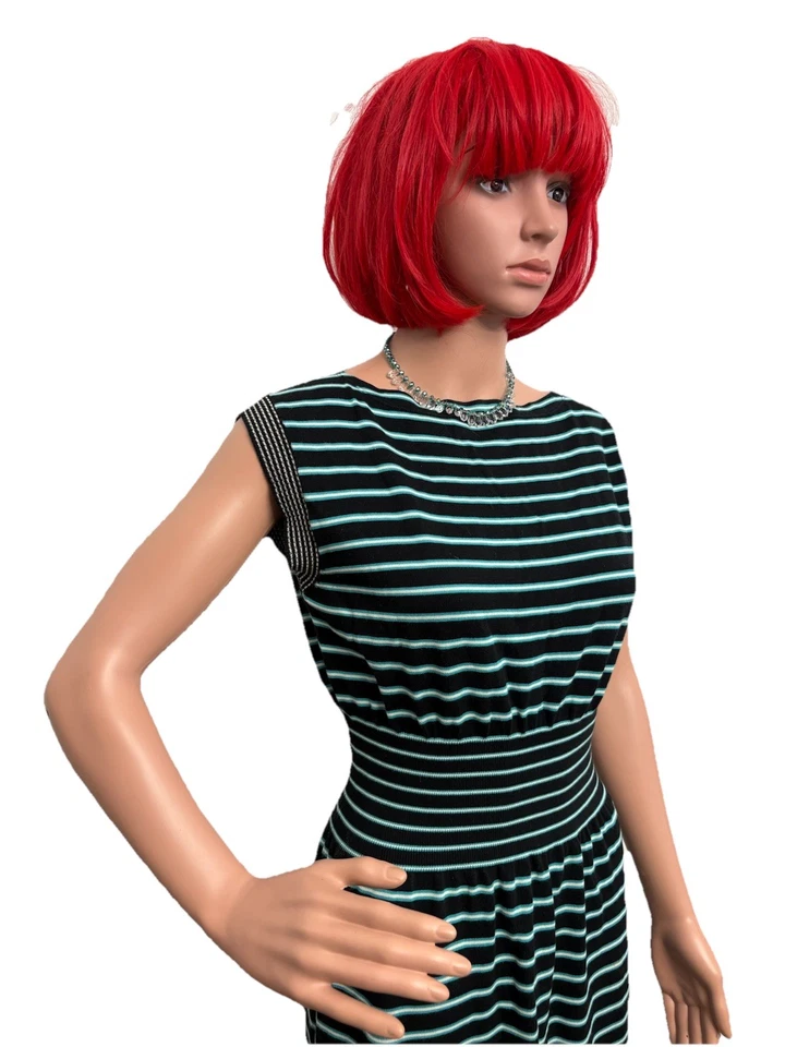 PRADA Suéter Vestidos Jersey Negro/Azul Rayas Talla:40 EE. UU.:4 Foto 2 de 4