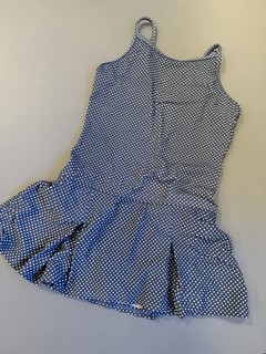 Costume intero bambina Lands' End taglia 8 gonna intera blu navy a pois