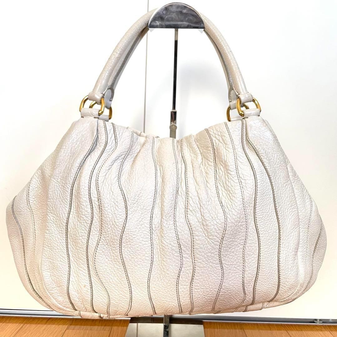 Excellent Condition PRADA Handbag Leather White Shoulder Bag Rare thumbnail 4