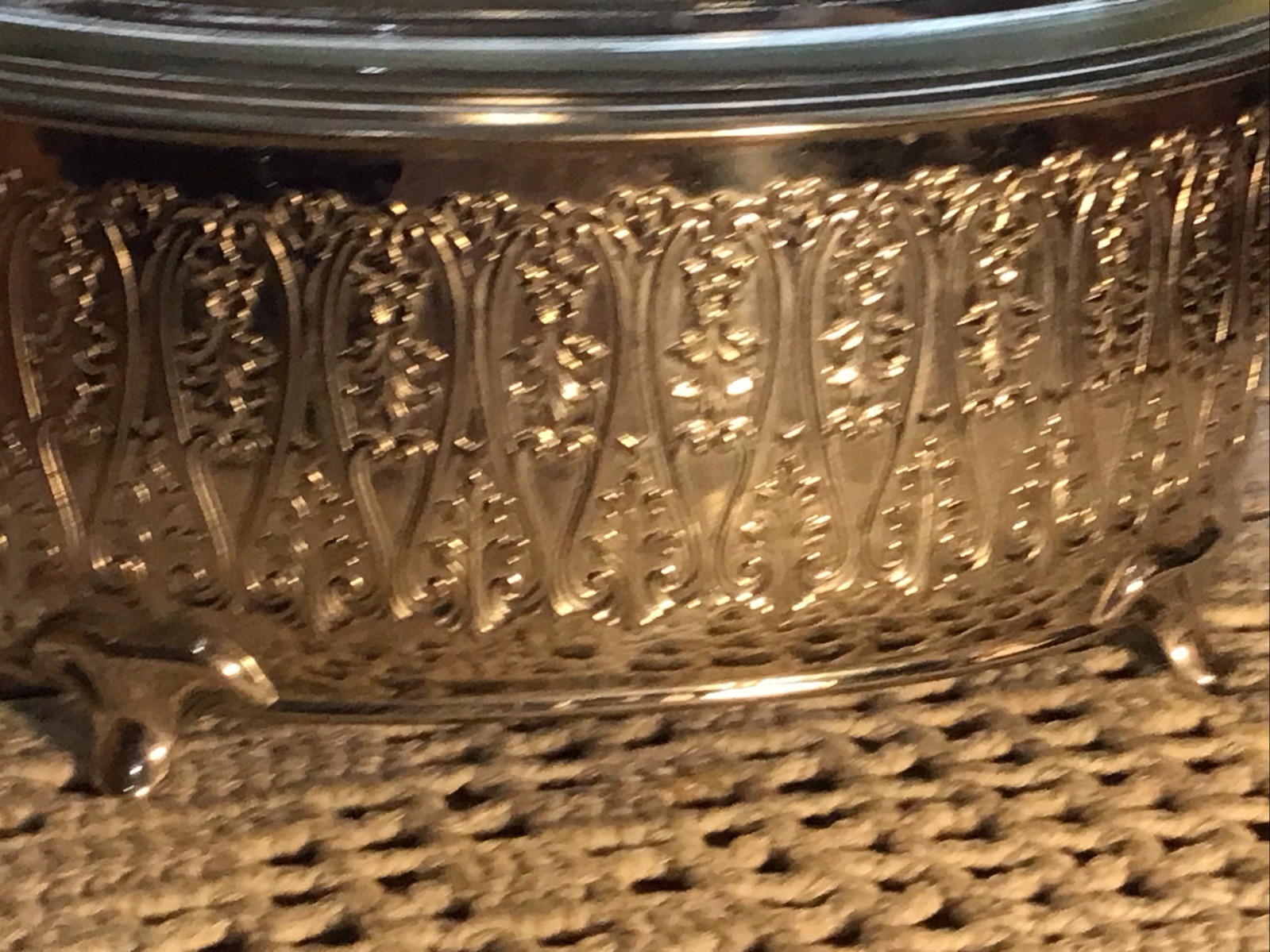 Vintage MCM Oval Glasbake Glass Casserole W/Fancy Handled Chrome Server Holder