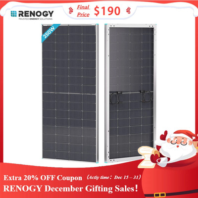 Renogy N-Type 16BB 12V 250W Bifacial Solar Panel Double-Side High-Efficiency PV