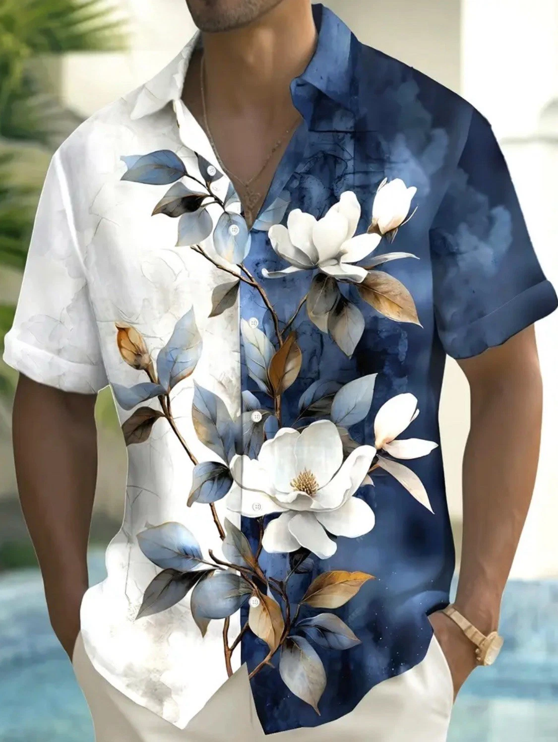 Men's Guayabera Cuban Beach BIG 5XL Button Up Casual Dress Shirt TROPICAL