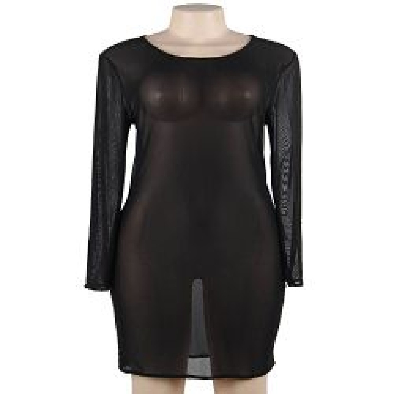Vestido de mujer sexy de gasa con perspectiva y manga larga (XL)