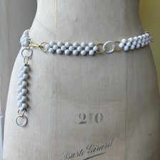 Vintage 1960s white and gold acrylic chain belt | mid century white chain belt,