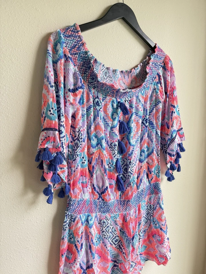 Lilly Pulitzer Women's Dress Cover Up Size Medium Colorful Tasseled - Image 2 of 4