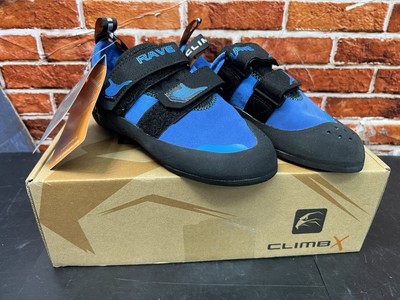 Climb X Rave Strap Climbing Shoe French Blue Size 6 Hook and Loop Closure