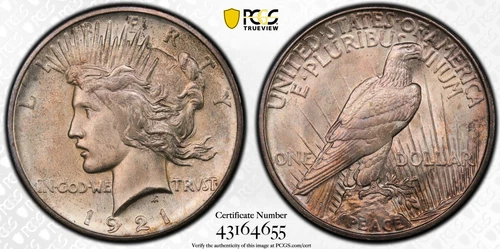1921 PCGS MS65 Peace Dollar High Relief VAM 1F Polishing Lines