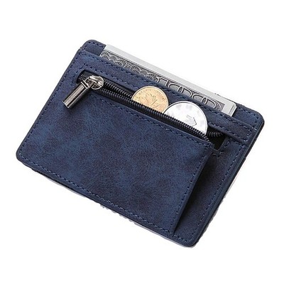 Fida&Moon Men Magic Wallets Male PU Leather Zipper Coin Purse Small, Blue 