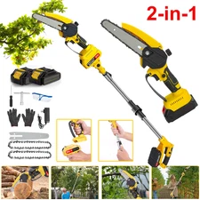 21V Cordless Pole Saw 6" Mini Chainsaw 2-in-1 Tree Trimming Extension Rod Saw