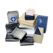 12 Empty Small Storage Container Trinket Box Cases Mini Organizer Tins Mixed Lot