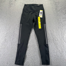 Adidas Aeroready Primegreen Pant Womens S Black Legging Tapered Striped Gym Yoga